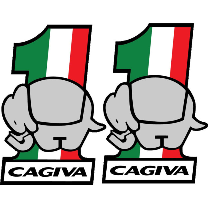 Cagiva Logo Number 1 Stickers Decals 2x - DecalsHouse