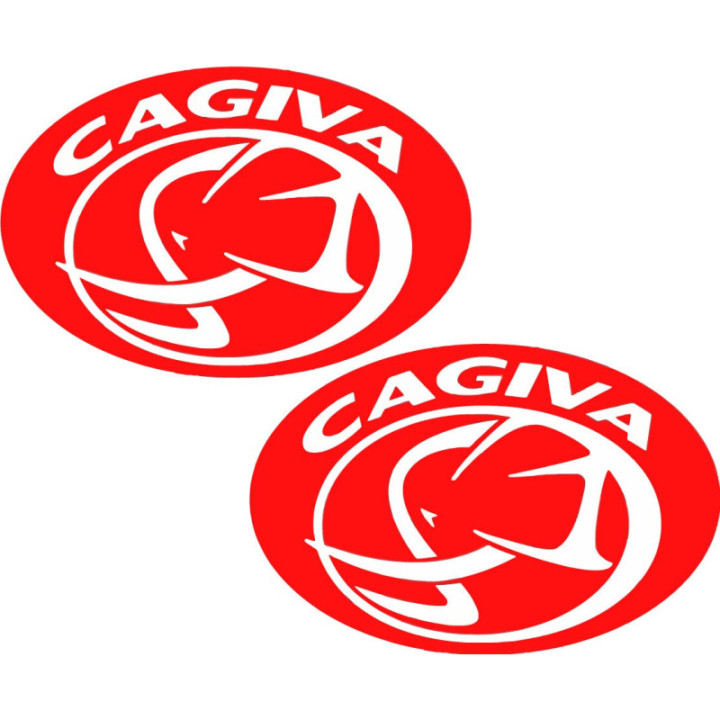 Cagiva Logo Oval Red And White Stickers Decals 2x - DecalsHouse