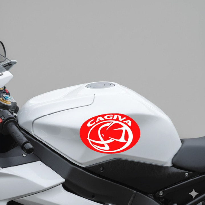 Cagiva Logo Oval Red And White Stickers Decals 2x - DecalsHouse
