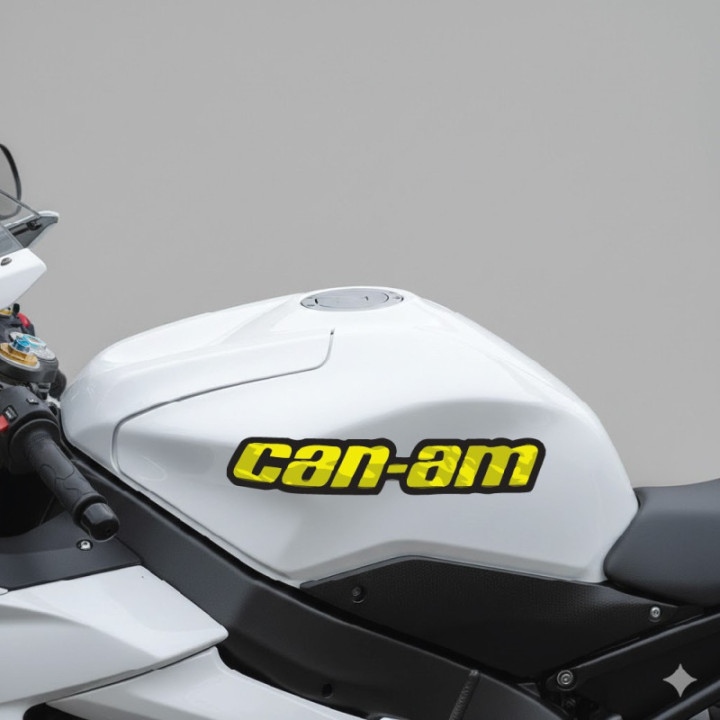 Can Am Logo Yellow Lettering Stickers Decals 2x - DecalsHouse