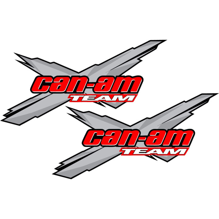 Can Am Team Logo Red And Grey Stickers Decals 2x - DecalsHouse