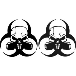 Biohazard Skull Gas Mask Stickers – Hazmat Decals (2-Pack)