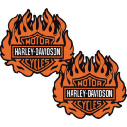 Harley Davidson Logo Flames Style 2 Stickers Decals 2x - DecalsHouse