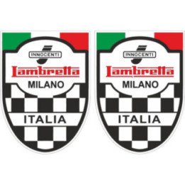 Lambretta Milano Italia Badge Stickers Decals 2x - DecalsHouse