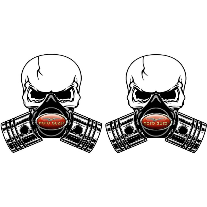 Moto Guzzi Logo Skull Stickers Decals 2x - DecalsHouse