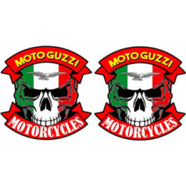 Moto Guzzi Logo Skull Style 2 Stickers Decals 2x - DecalsHouse