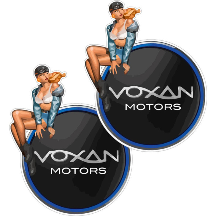 Voxan Logo Pin Up Girl Stickers Decals 2x - DecalsHouse