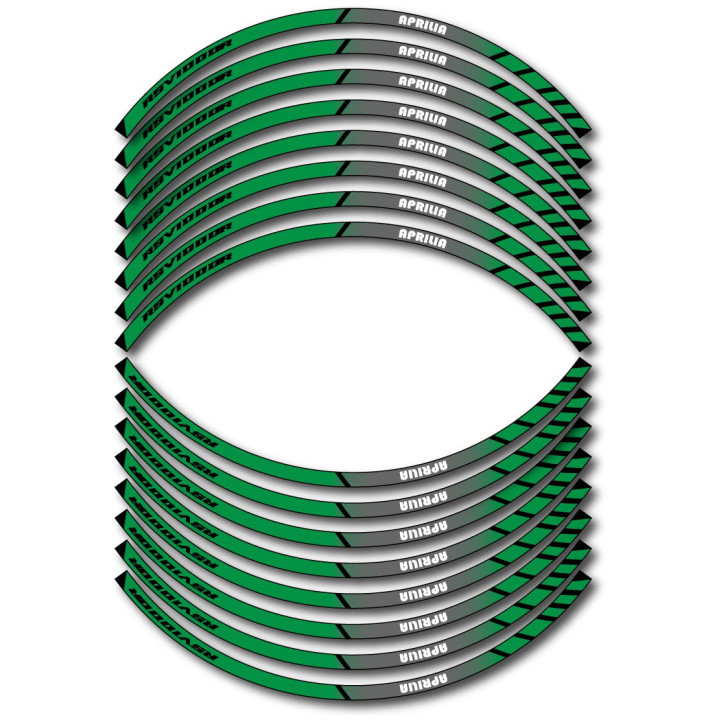 Aprilia Rsv 1000r Style 9 Green And Black Wheel Stripes Stickers Decals - DecalsHouse