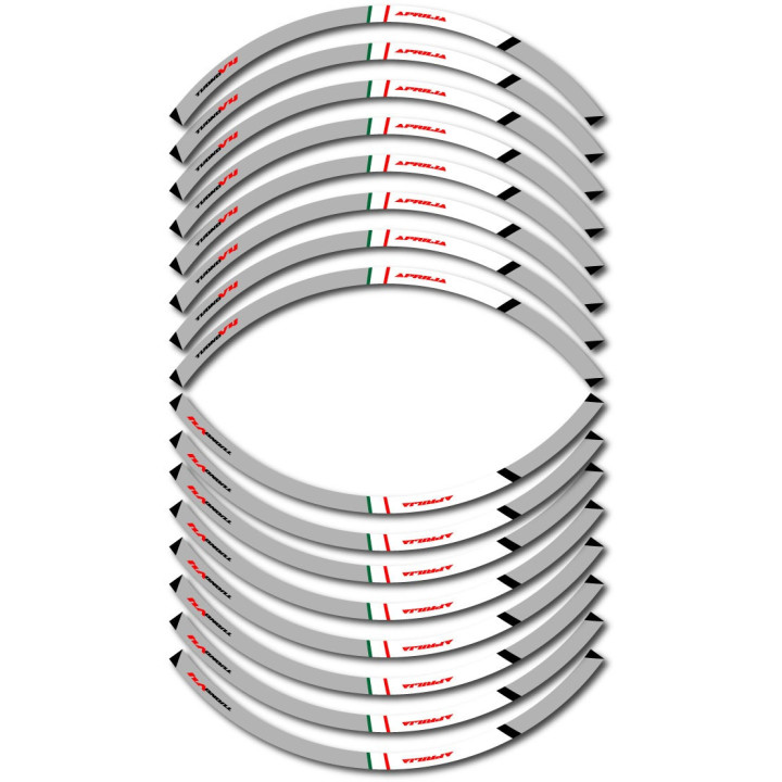 Aprilia Tuono V4 Wheel Stripes – Silver Tricolour Set