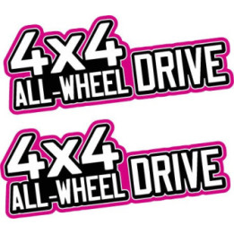 2x 4x4 All Wheel Drive Pink Stickers Decals - DecalsHouse