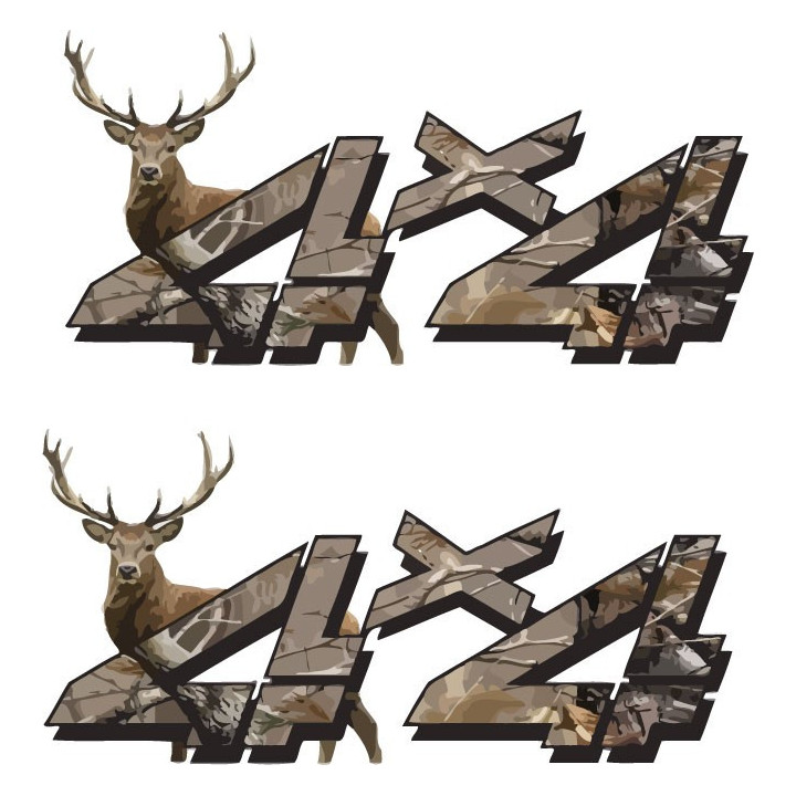 2x 4x4 Deer Stickers Decals - DecalsHouse