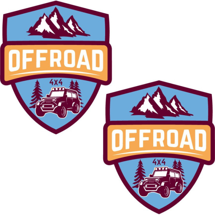 2x 4x4 Off Road Badge Stickers Decals - DecalsHouse