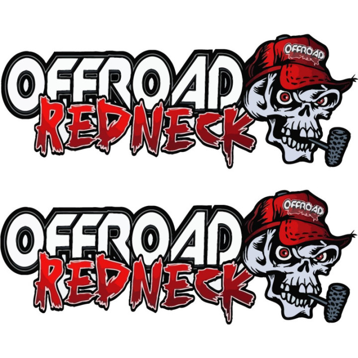 2x Offroad Redneck Skull 4x4 4wd Stickers Decals - DecalsHouse