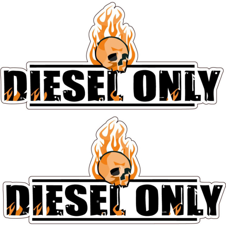 2x Diesel Only Skull Stickers Decals - DecalsHouse