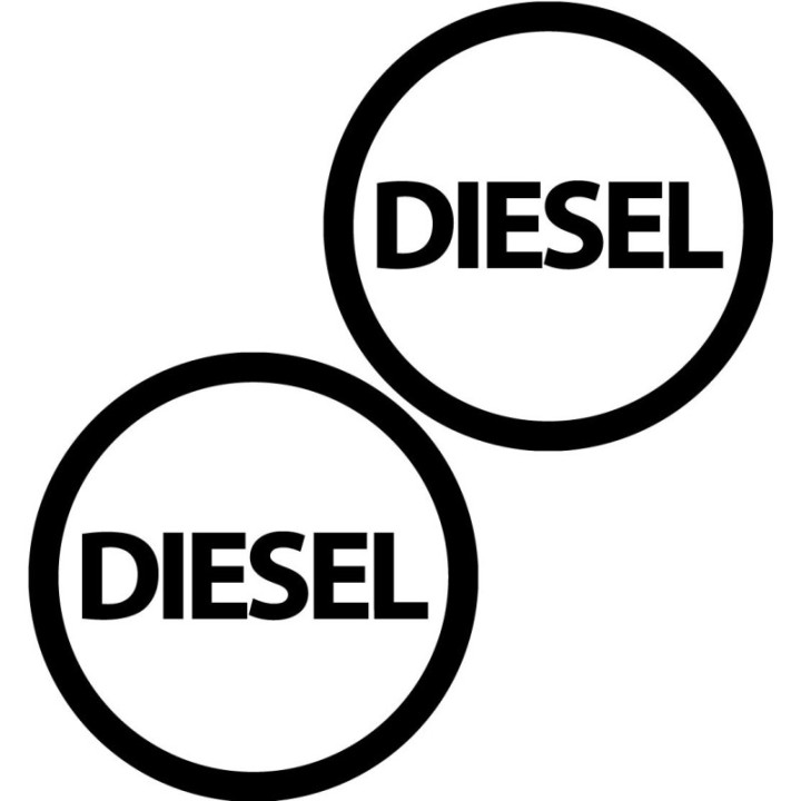 2x Diesel Round Stickers Decals - DecalsHouse