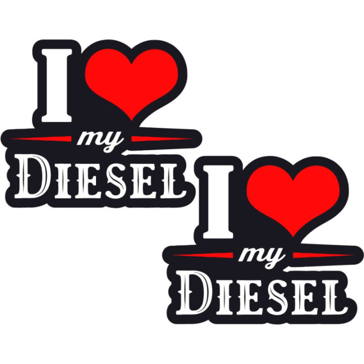 I Love My Diesel Stickers – Truck Van Car Decals (2-Pack)