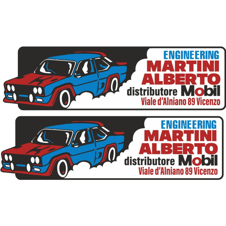 2x Fiat 131 Abarth Mobil Martini Alberto Engineering Rally Motorsport Stickers Decals - DecalsHouse