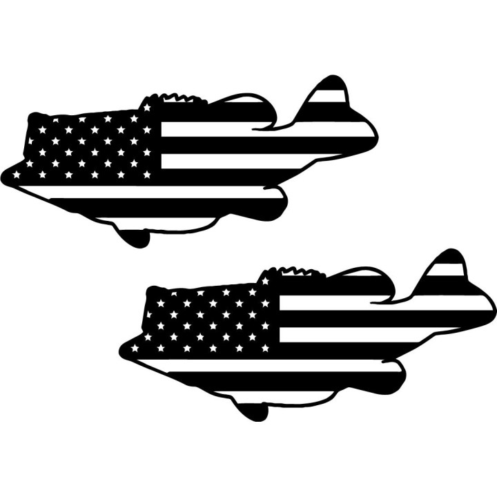 Bass Largemouth Smallmouth Fishing With Usa Flag Die Cut Decals Stickers - DecalsHouse