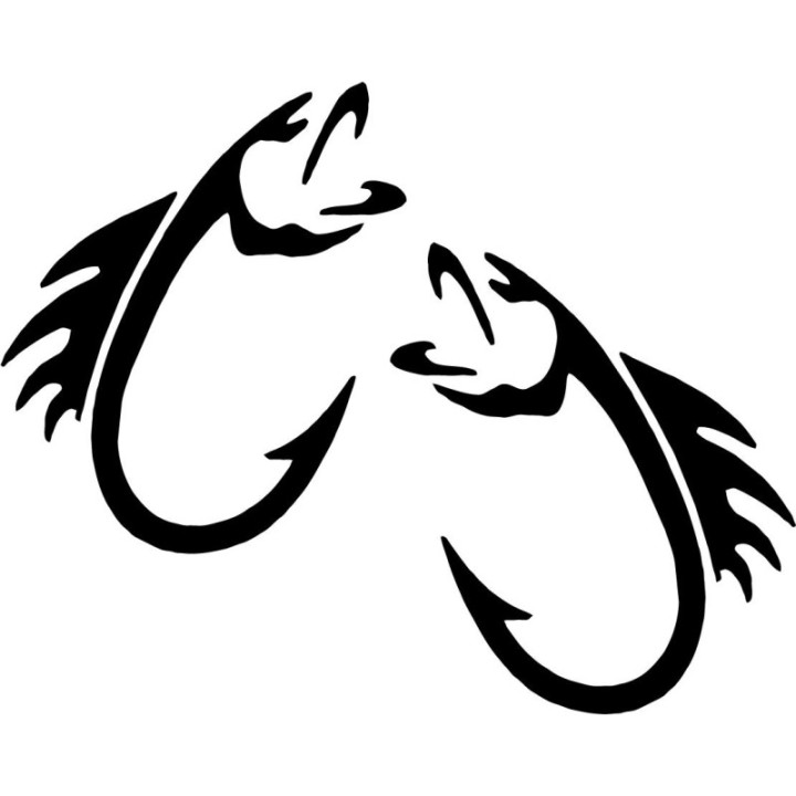 Fish Hook Fishing Die Cut Decals Stickers - DecalsHouse