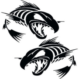 Fish On Skeleton Hook Fishing 23 Die Cut Decals Stickers - DecalsHouse
