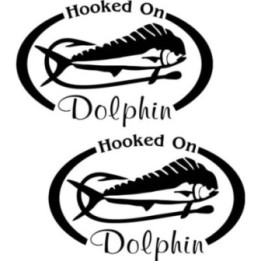Hooked On Dolphin Fishing Die Cut Decals Stickers - DecalsHouse