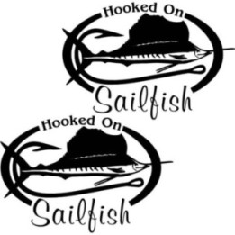 Hooked On Sailfish 23 Fishing Die Cut Decals Stickers - DecalsHouse