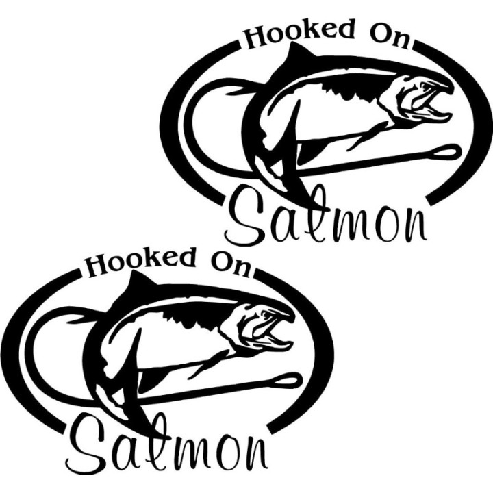 Hooked On Salmon Fishing 23 Die Cut Decals Stickers - DecalsHouse