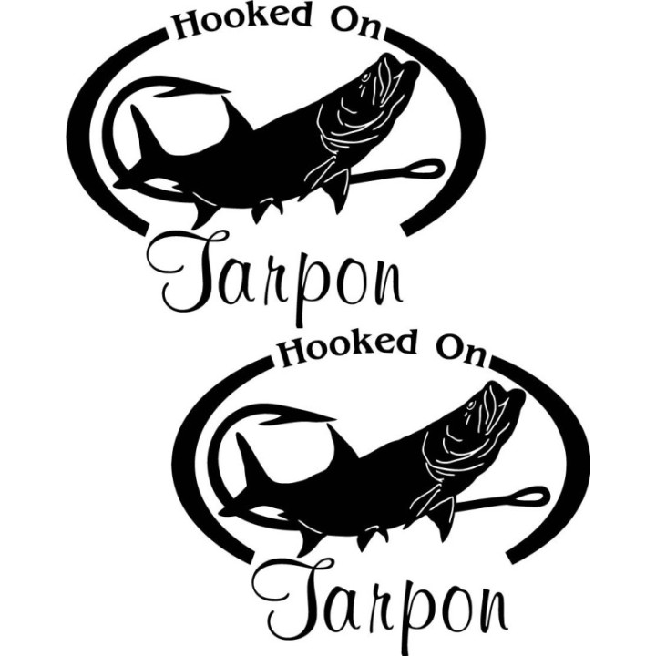 Hooked On Tarpon Fishing Die Cut Decals Stickers - DecalsHouse