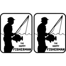 The Happy Fisherman Fishing Die Cut 14 [Converted] Decals Stickers - DecalsHouse