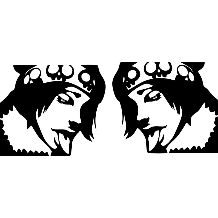 Anime Skull Crown Girl Stickers – Ahegao Decals (2-Pack)