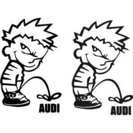 Buy Calvin Pisses Audi Humorous Carbon Decal Sticker Online