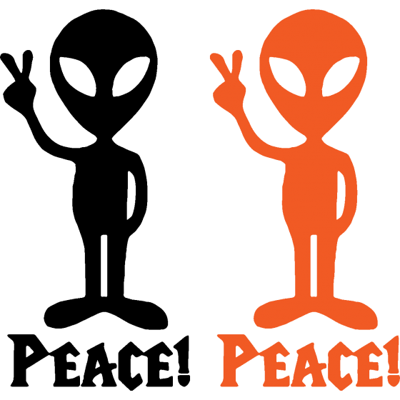 2x Alien Peace Sign Ufo...