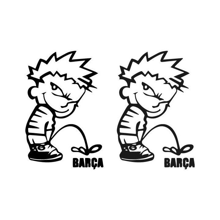 Pee On Barça Stickers – Anti Barcelona Decals (2-Pack)