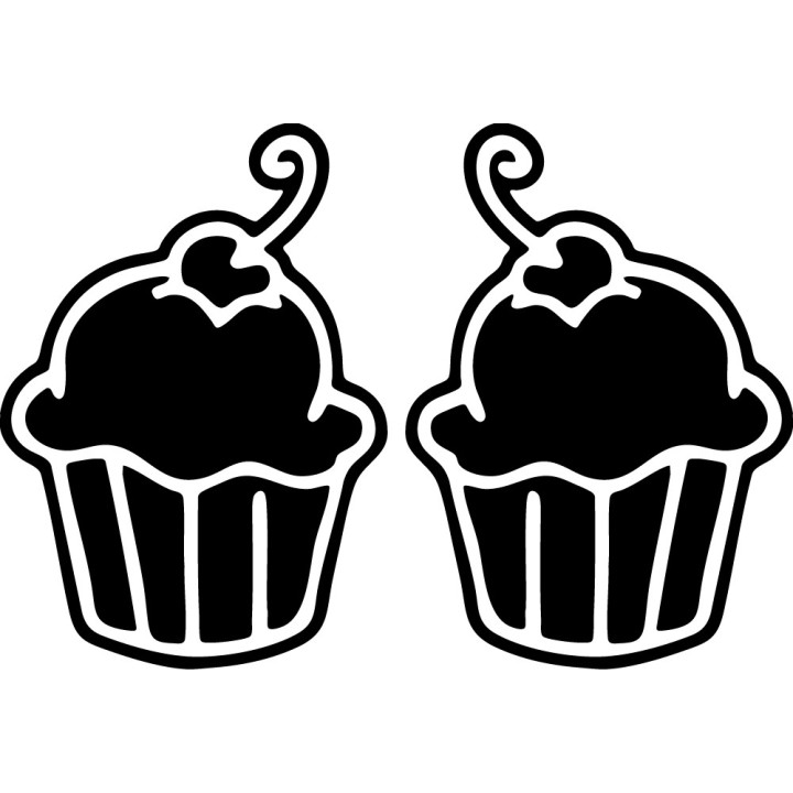 Cupcake Stickers – Bakery Cherry Dessert Decals (2-Pack)