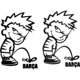 Pee Boy on Barça Stickers – Football Rivalry Decals (2-Pack)
