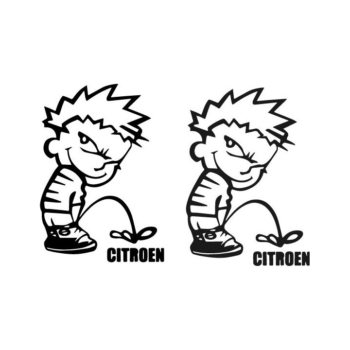 Buy Calvin Pisses Citroen Humorous Carbon Decal Sticker Online