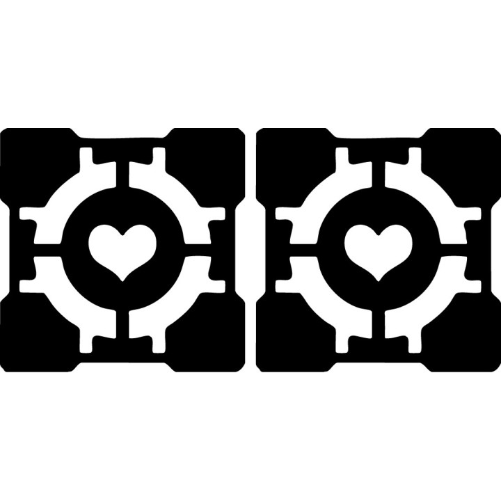 Portal Companion Cube Stickers – Gaming Decals (2-Pack)