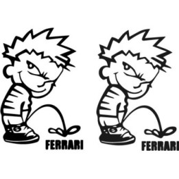Buy Calvin Pisses Ferrari Humorous Decal Sticker Online