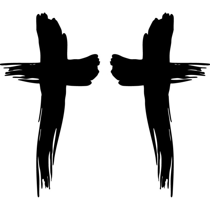Christian Cross Stickers – Brushstroke Faith Decals (2-Pack)
