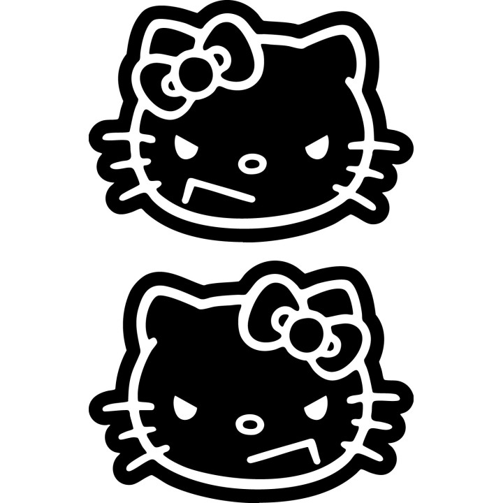 Evil Hello Kitty Stickers – Punk Angry Cat Decals (2-Pack)