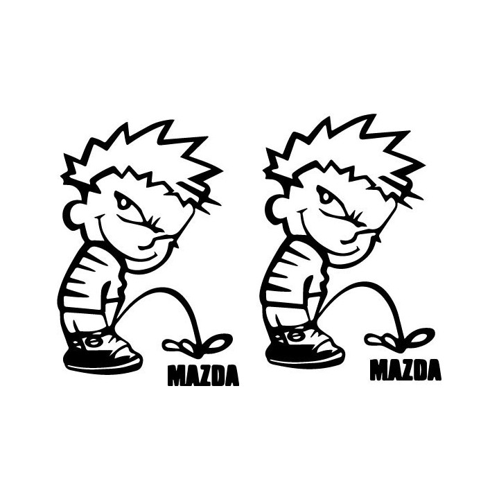 Buy Calvin Pisses Mazda Humorous Decal Sticker Online