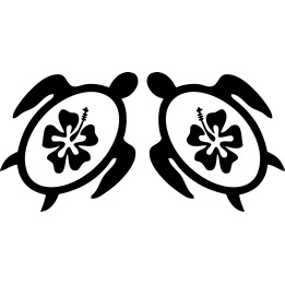 Hawaiian Honu Sea Turtle Stickers – Hibiscus Decals (2-Pack)
