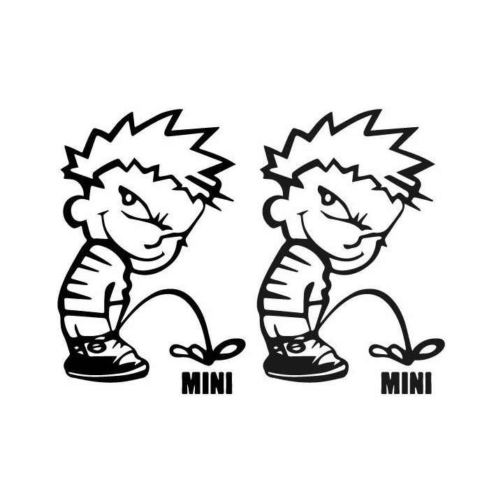 Buy Calvin Pisses Mini Humorous Carbon Decal Sticker Online
