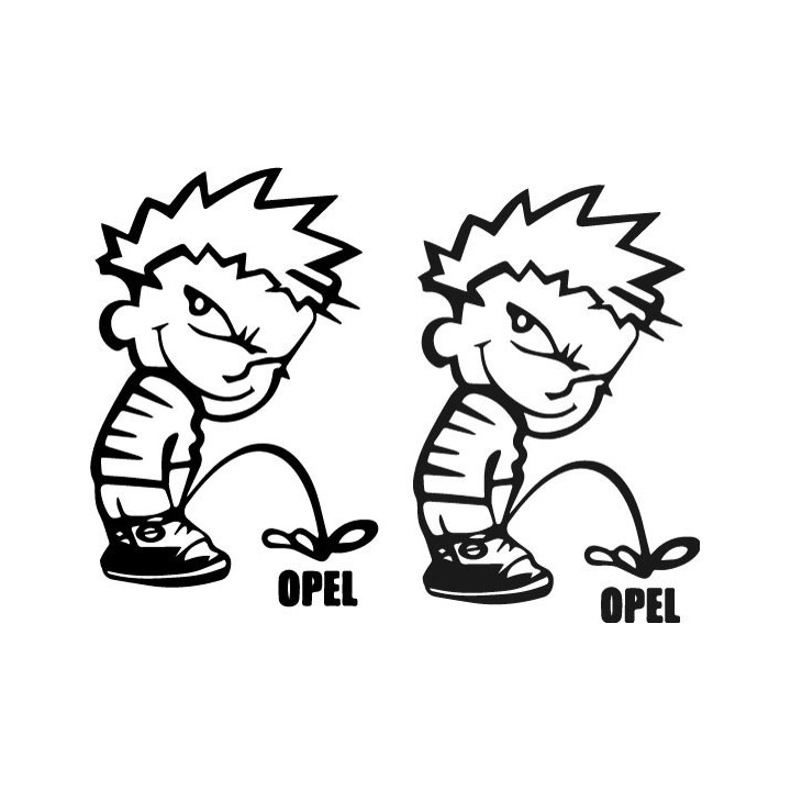 Buy Calvin Pisses Opel Humorous Carbon Decal Sticker Online
