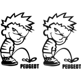Buy Calvin Pisses Peugeot Humorous Carbon Decal Sticker Online