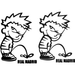 Buy Calvin Pisses Real Madrid Humorous Carbon Decal Sticker Online