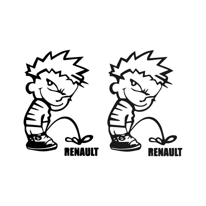 Buy Calvin Pisses Renault Humorous Carbon Decal Sticker Online