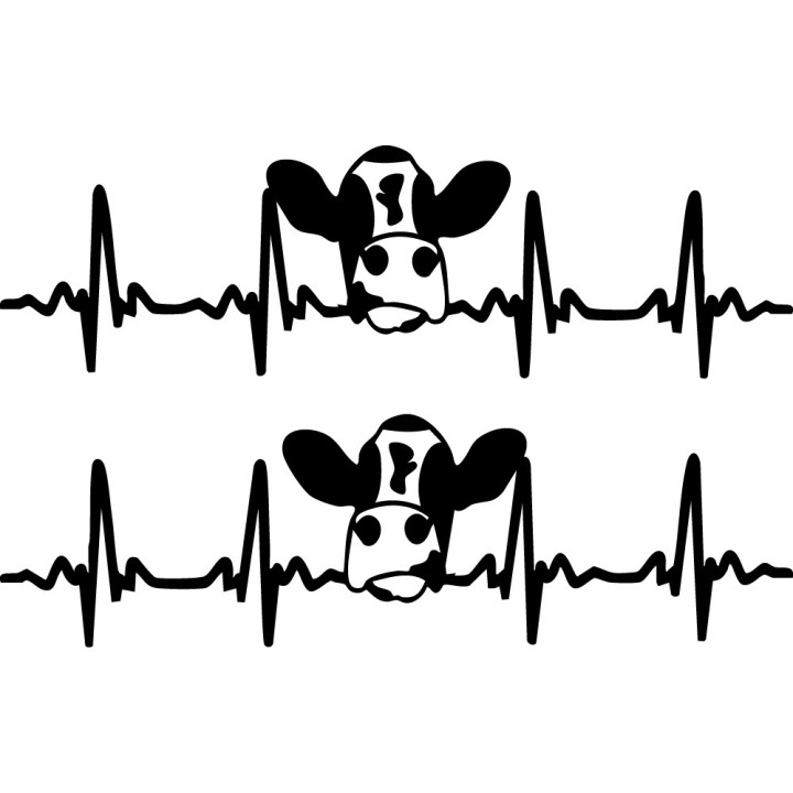 Cow Heartbeat Stickers – Cattle EKG Decals (2-Pack)