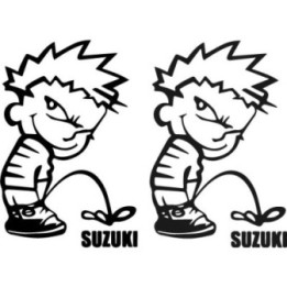 Buy Calvin Pisses Suzuki Humorous Carbon Decal Sticker Online