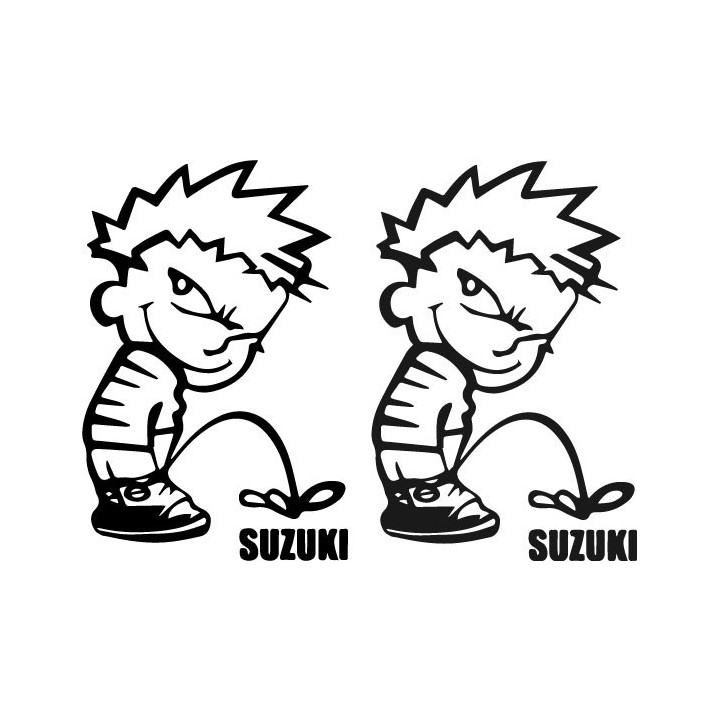 Buy Calvin Pisses Suzuki Humorous Carbon Decal Sticker Online